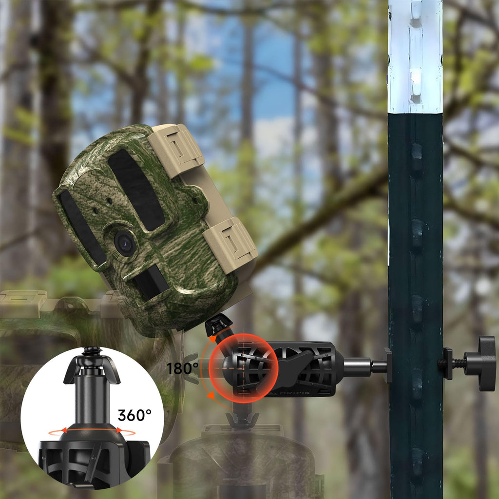 ORIPIK T-Post Trail Camera Mount - 360 Degrees Adjustable Game Camera Holder, Hunting, Easy Installation & Compact Sturdy 2 Pack