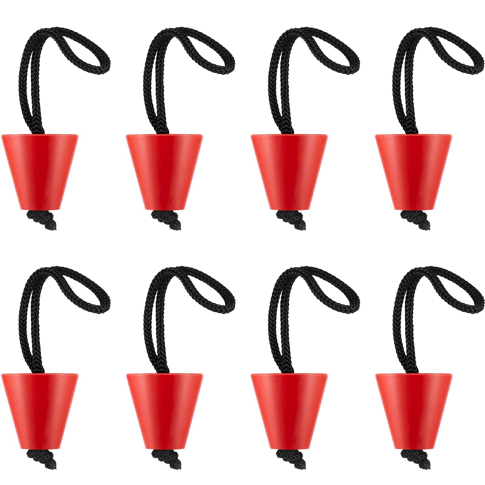 Sumind 8 Pieces Kayak Scupper Plug Silicone Scupper Plug Drain Holes Stopper Bung With Lanyard(Red)