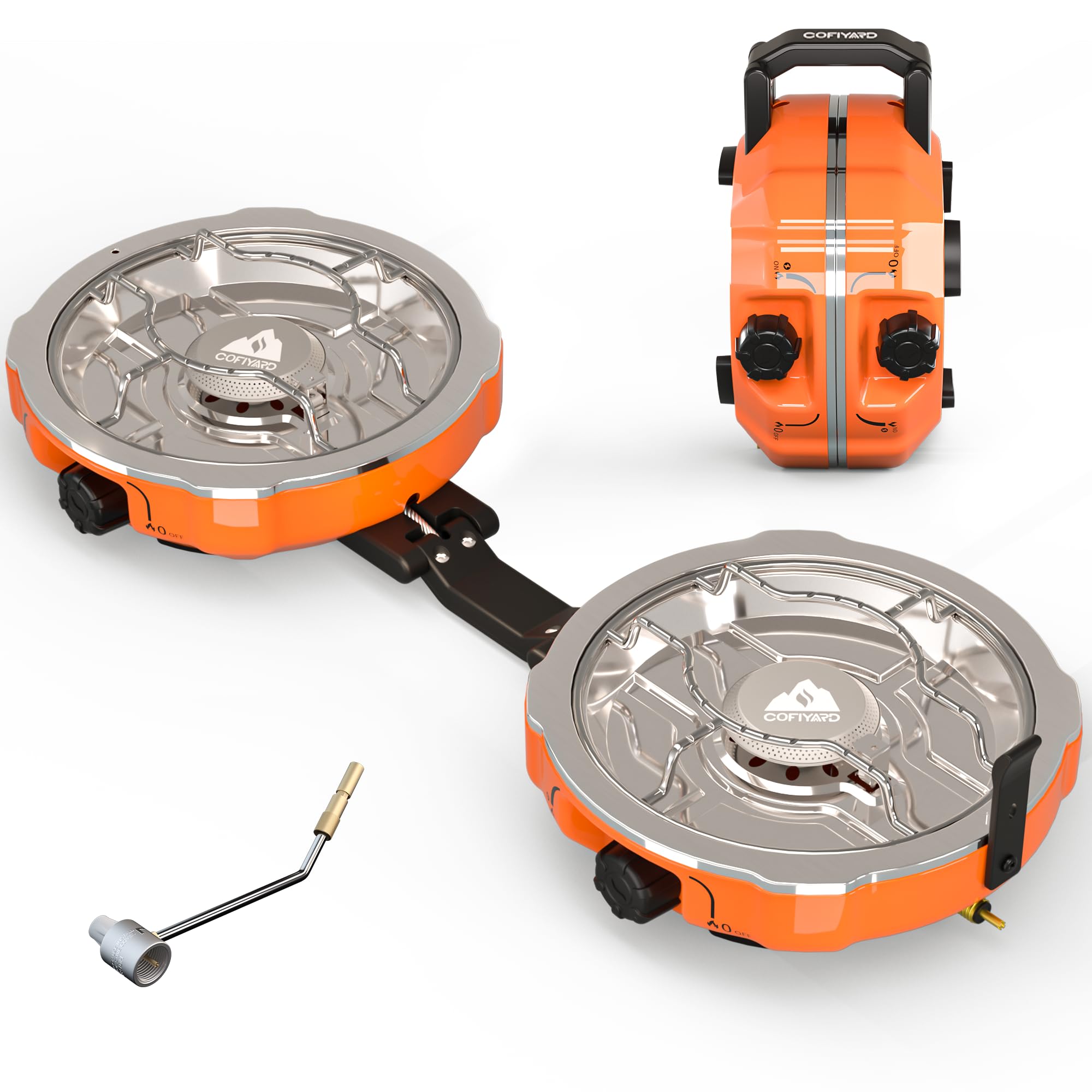 Cofiyard 20,000 Btus 2 Burner Propane Camping Stove, Portable Folding Camp Stove With Adjustable Burners, Regulator And Carrying