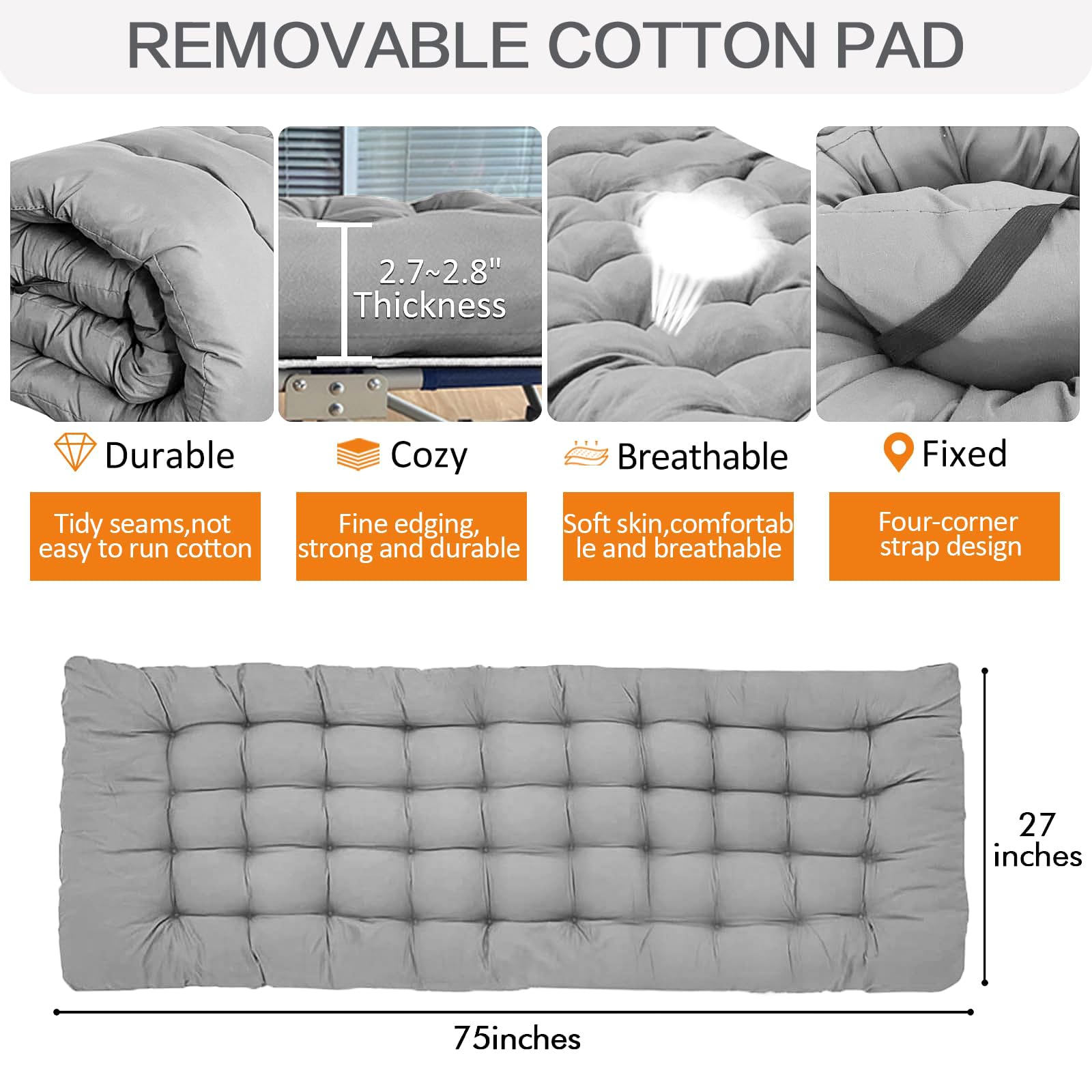 Camping Cot With Comfortable Mattress, 1 Pack Folding Camping Cots, Cots For Sleeping Camping Bed Heavy Duty Folding Cot With Ca