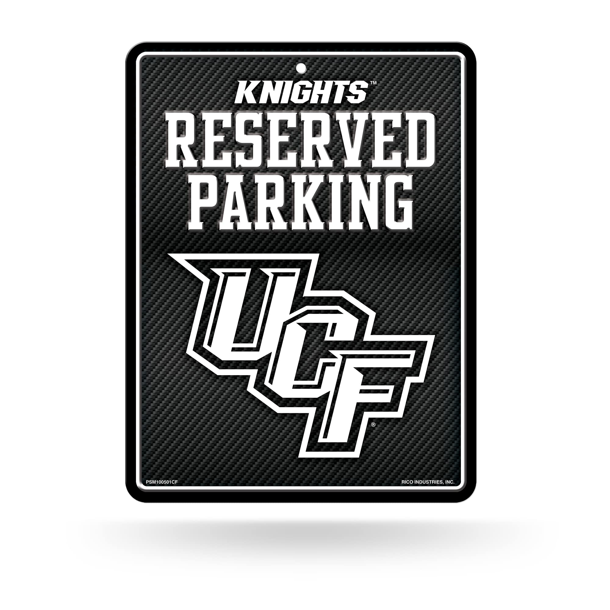 Rico Industries NCAA Central Florida Knights Metal Parking Sign 8.5 x 11 Carbon Fiber Metal Parking Sign - Great for Man Cave, B