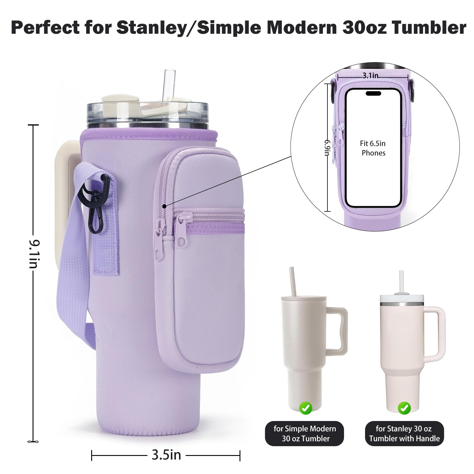 Goewy Water Bottle Carrier Bag For Stanley 40Oz Tumbler With Phone Pocket Water Bottle Holder With Strap Neoprene Water Bottle P