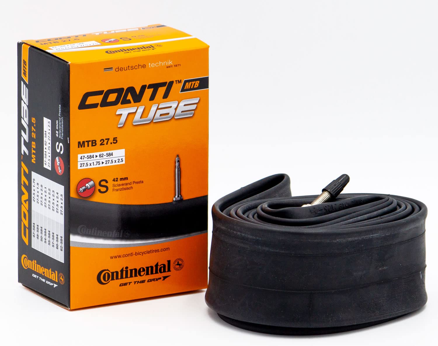 Continental 182311 Bicycle Tube, 27.5 X 1.75 - 2.5-Inch/42 Mm Presta Valve , Black