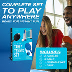 Pro-Spin All-In-One Portable Ping Pong Set With Ultra-Comfort Ping Pong Paddles | Table Tennis Set With Retractable Ping Pong Ne