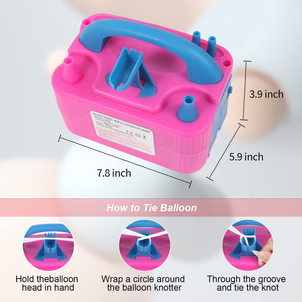 Electric Balloon Pump With Balloon Sizer, Qipump 110V 600W Balloon Blower Inflator Dual Nozzle Air Pump Balloons Inflator For Ba