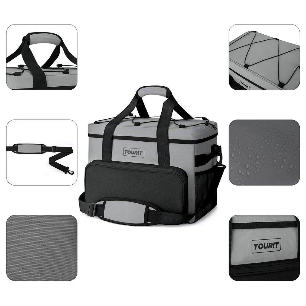 Tourit Cooler Bag 46-Can Insulated Soft Cooler Portable Cooler Bag 32L Lunch Coolers For Picnic, Beach, Work, Trip, Grey