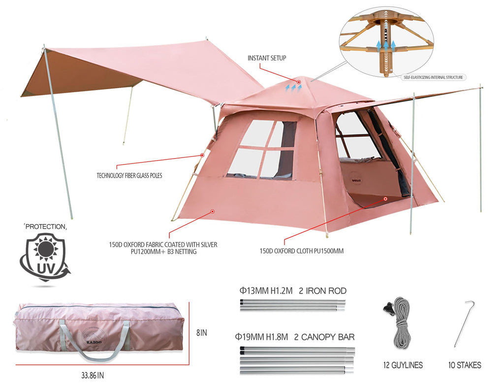 Kazoo Instant Camping Tent (4P Coffee)