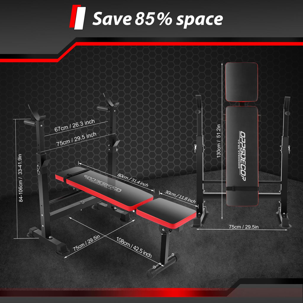 Oppsdecor 6 In 1 600Lbs Weight Bench Set With Squat Rack, Bench Press Set With Barbell Rack, Adjustable Incline Strength Trainin