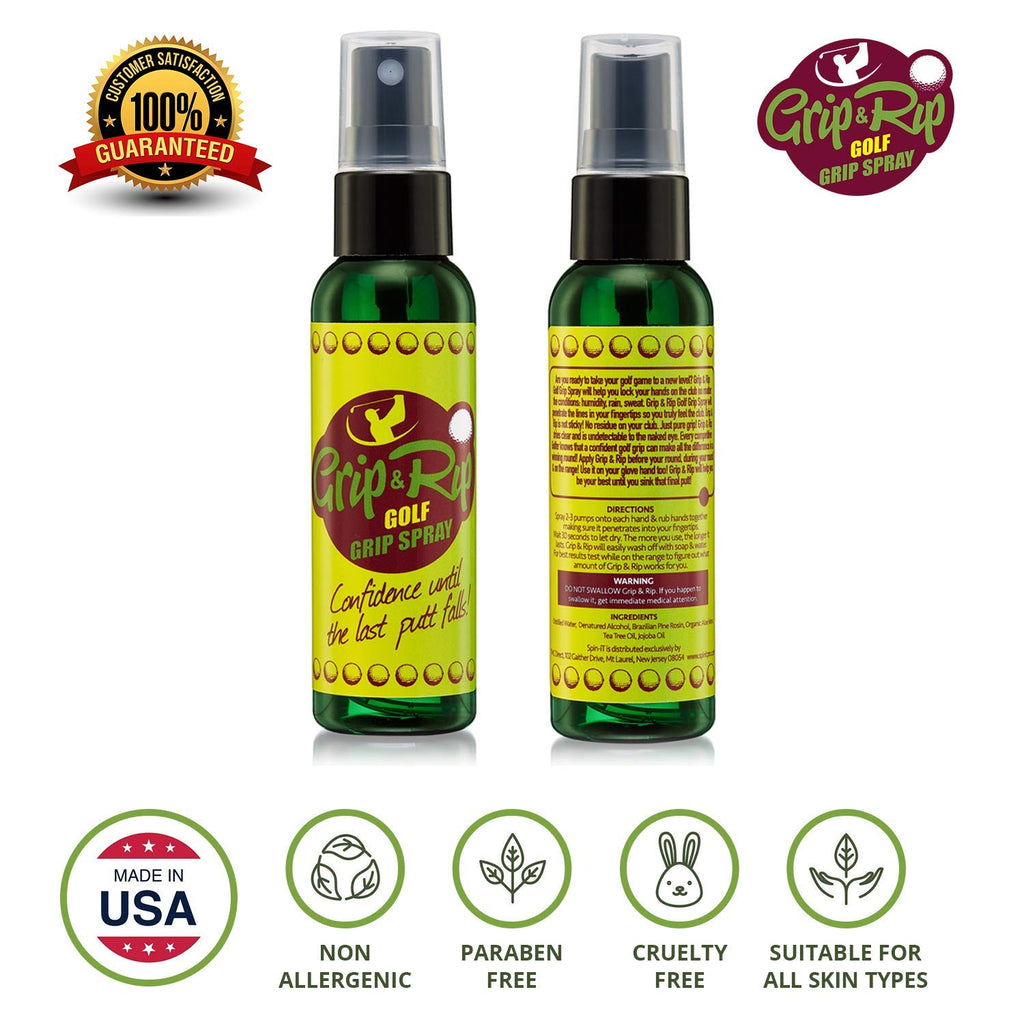 Grip N Rip Golf Grip Spray 4 Oz - Powerful Tacky Spray - All-In-One Golf Grip Trainer - Long-Lasting Hold and Course Tack Soluti
