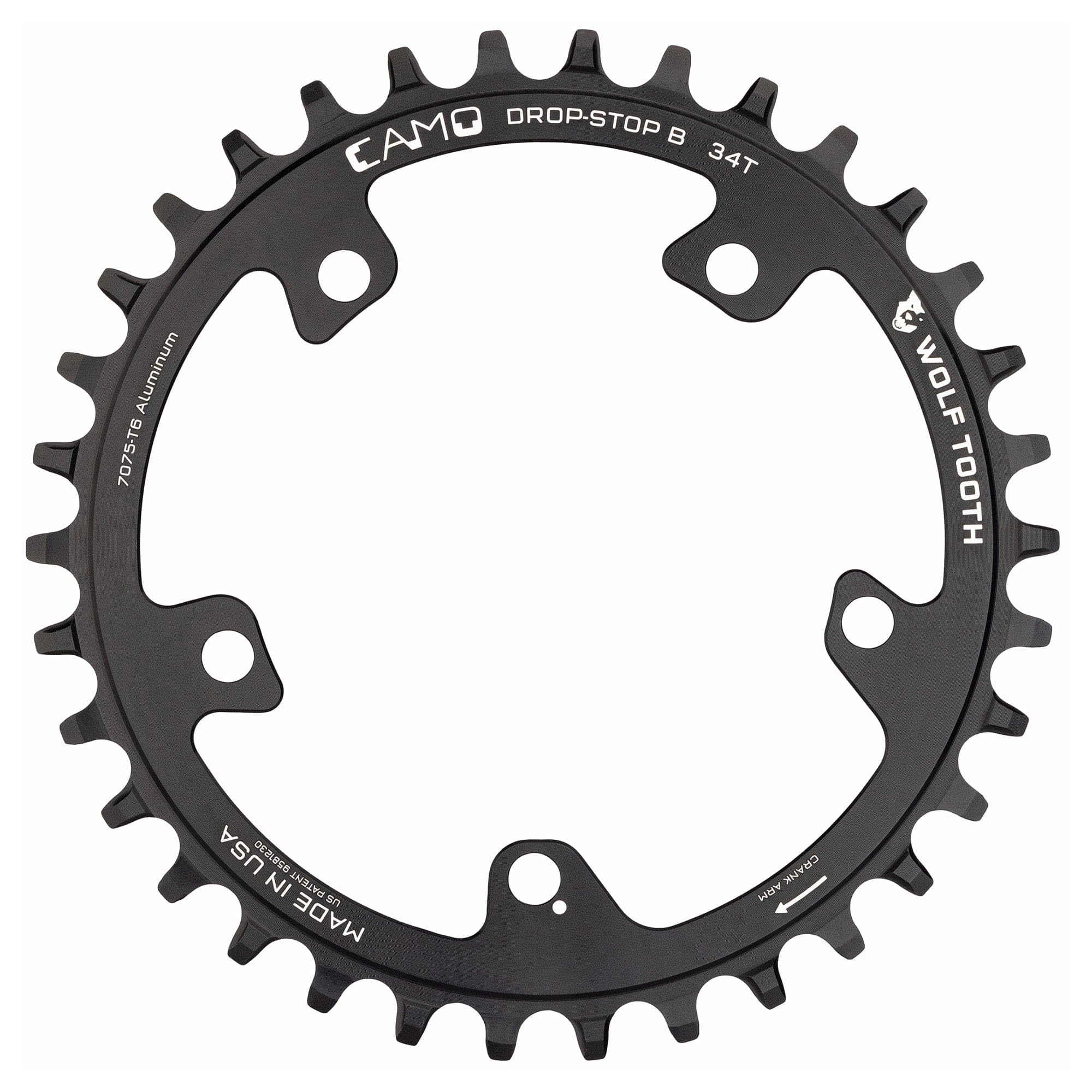 Wolf Tooth Components Camo Round Chainring Black, 34T