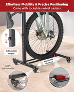 Fitense Bike Rack, Vertical Bike Stand With Swivel Casters, Horizontal Adjustable Height Bicycle Stand For Apartment, Bike Holde