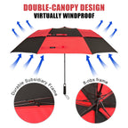 G4Free 62Inch Portable Golf Umbrella Automatic Open Large Oversize Vented Double Canopy Windproof Waterproof Sport Umbrellas(Bla
