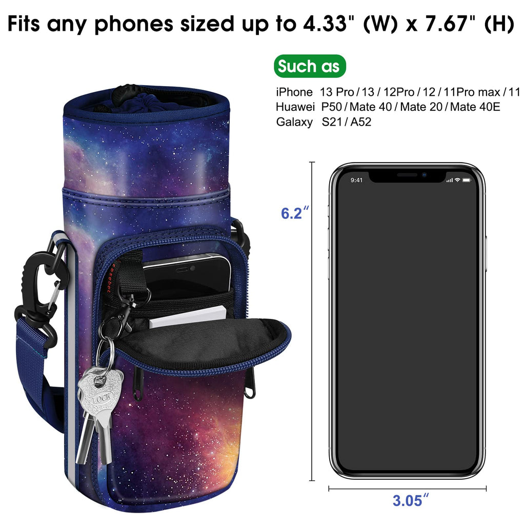 Casebot Water Bottle Carrier Bag Sling Case, Sports Water Bottle Pouch Holder Sleeve With Adjustable Shoulder Hand Strap And 2 P