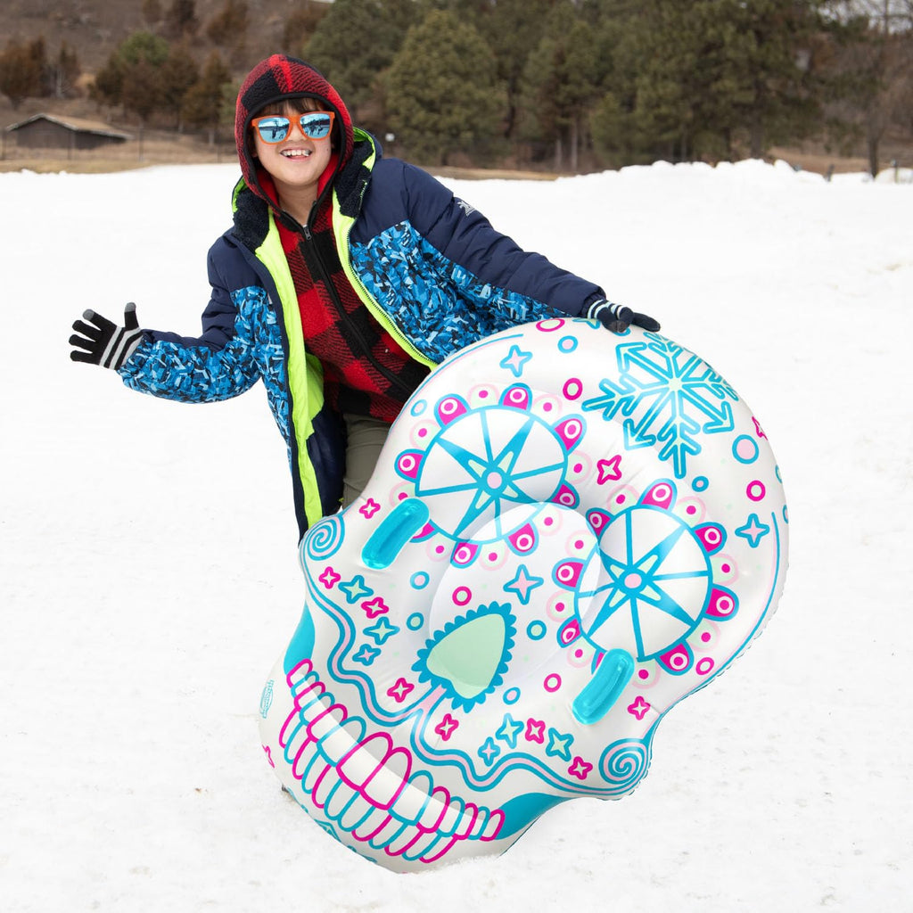 Bigmouth Inc 4 Ft Inflatable Snow Tube For Kids And Adults, Heavy Duty Pvc Sled For Tubing & Sledding, Easy Grip Handles, Easy D