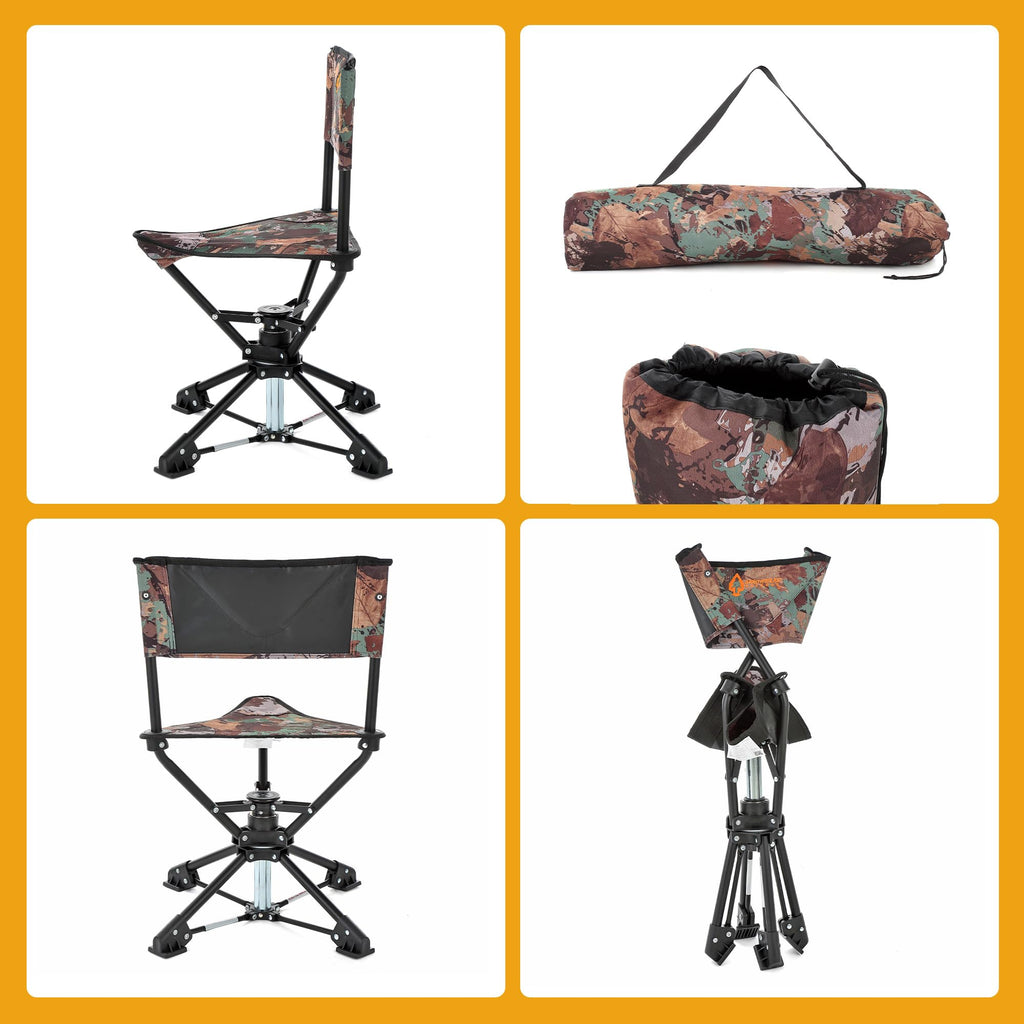 Arrowhead Outdoor 2-Pack 360 Degree Swivel Hunting Chair Stool Seat, Perfect For Blinds, No Sink Feet, Carrying Case, Fishing, 6