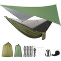 Firiner Camping Hammock With Rain Fly Tarp And Mosquito Net Tent Tree Straps, Portable Single Double Nylon Parachute Hammock Rai