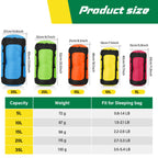 Glicraft 5 Pcs 5L/10L/15L/20L/35L Camping Sleeping Bag Compression Sacks For Backpacking Water Resistant Sleeping Bag Stuff Sack