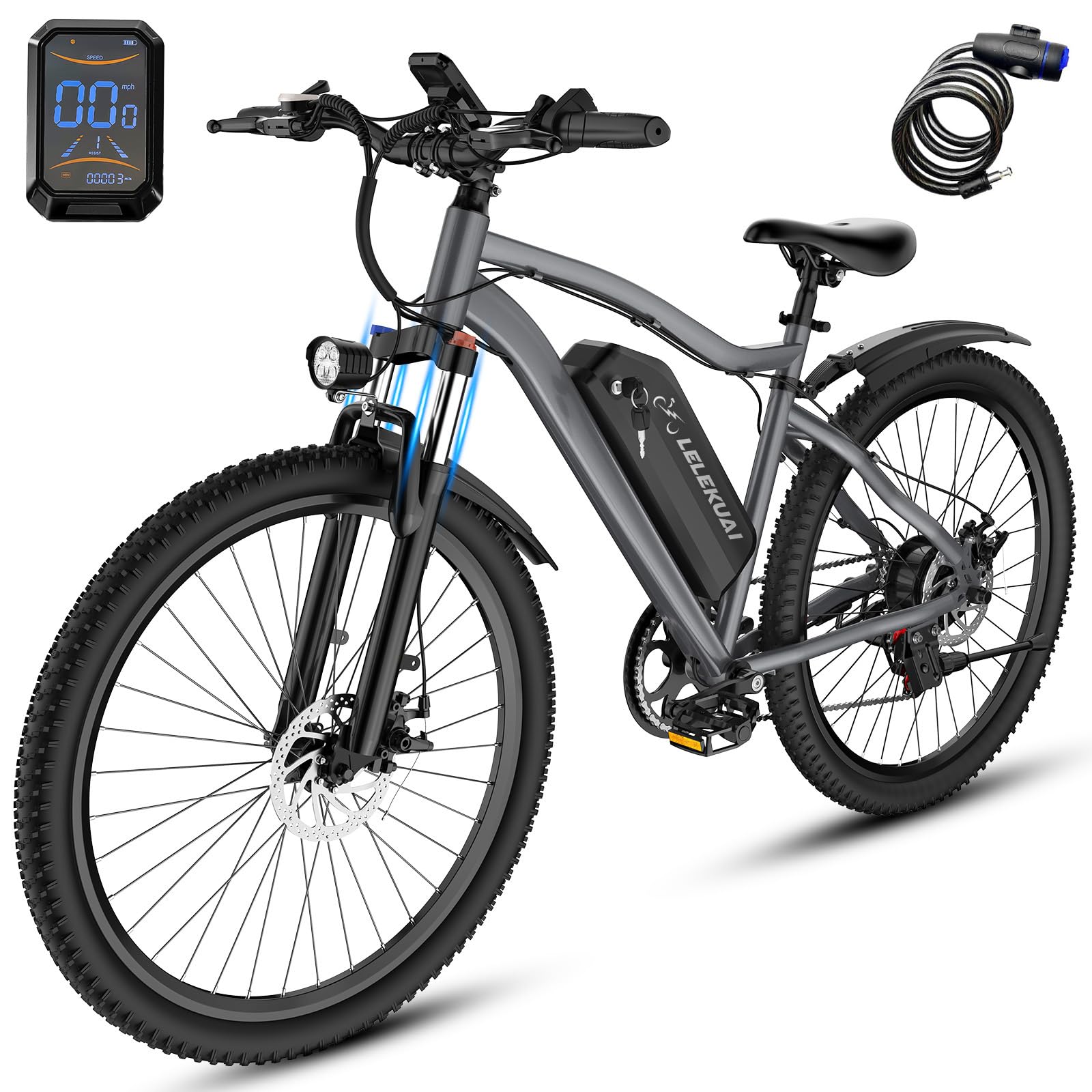 Electric Bike for Adults, 26  Commuter Ebikes with 5-Level Pedal Assist & 7-Speed Gears, 25MPH, 720W Motor, 375Wh Battery, 50 Mi