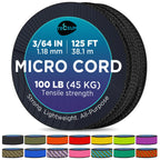 Teceum Micro Paracord - Black - 1.18 Mm X 125 Ft - Micro Utility Cord - Thin Braided Paracord Rope Nylon Polyester - Wind Chime 
