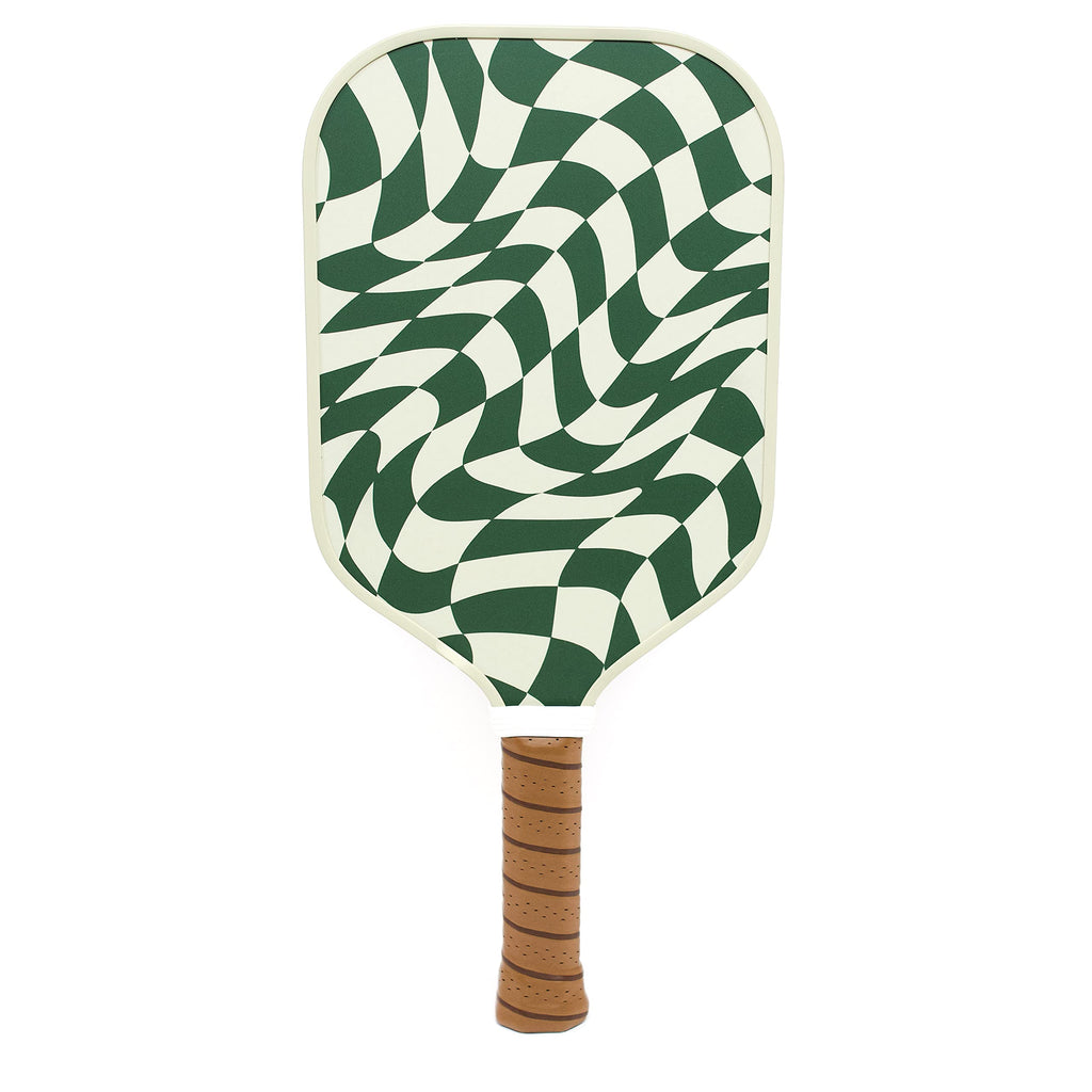 Picklish Pickleball Wavy Checks Paddle | Fiberglass Surface With High Grit And Spin, Extended Handle, 11Mm, Comfort Grip, Luxury