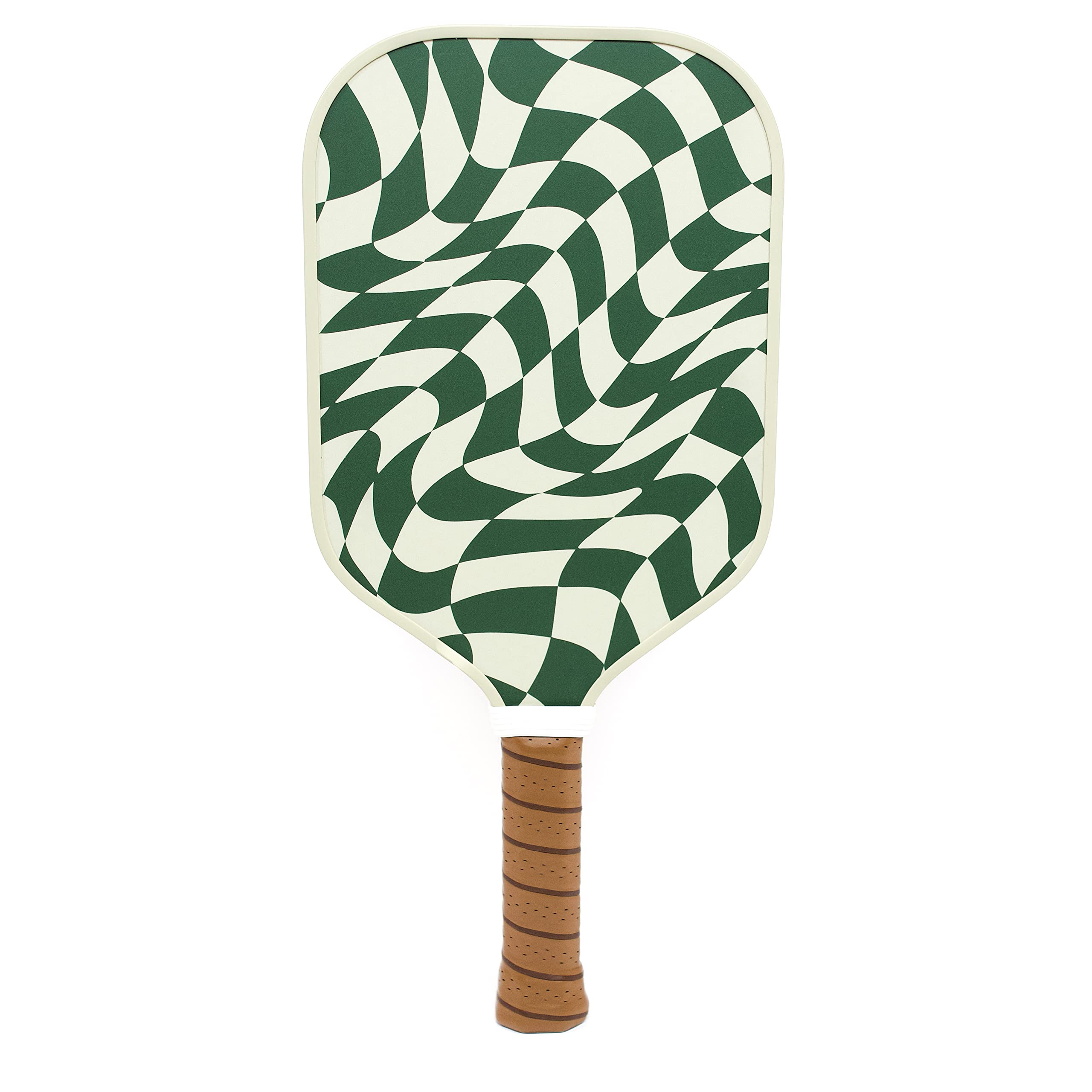 Picklish Pickleball Wavy Checks Paddle | Fiberglass Surface With High Grit And Spin, Extended Handle, 11Mm, Comfort Grip, Luxury