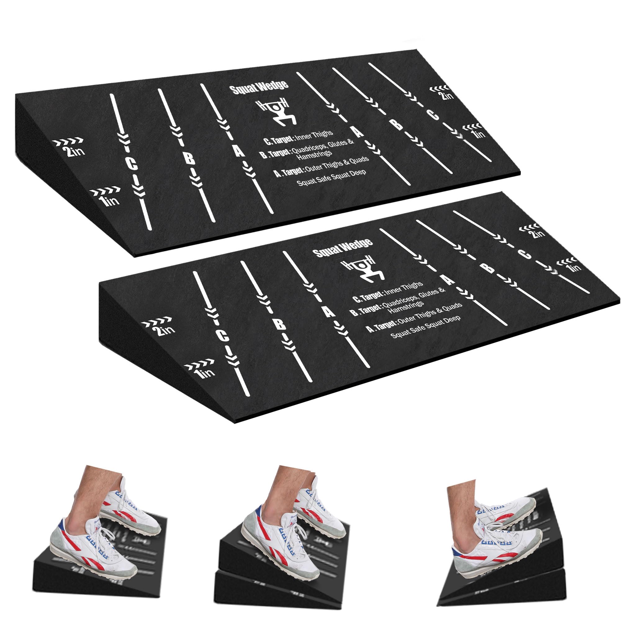 Squat Wedge Block for Heel Elevated: 2Pcs Large Slant Board for Squats for Weightliting Calf Stretching Home Gym