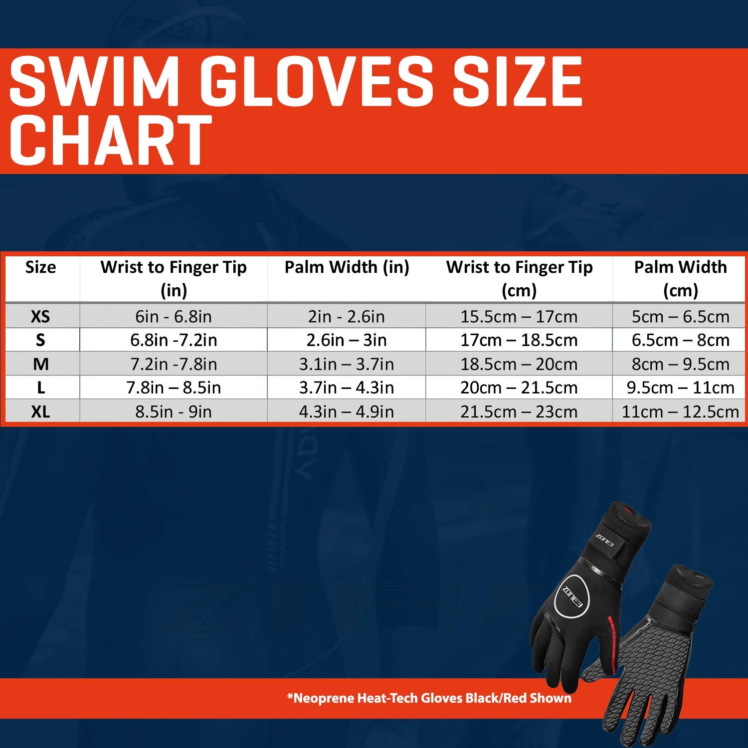 Zone3 Neoprene Heat-Tech Warmth Swim Gloves For Men/Women Open Water Swimming, Diving, Snorkeling Thermal Wetsuit Gloves/Unisex