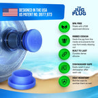 The Jug Plug Original 5 Gallon Water Jug Cap Reusable - No Spill Silicone 3 & 5 Gallon Water Jug Lid Fits 55Mm Bottles - Easy-To