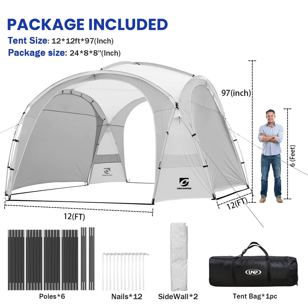 Unicamper 12X12Ft Beach Tent Sun Shelter | Perfect For Beach Camping Or Backyard Fun | Lightweight Beach Shade Design Provides E