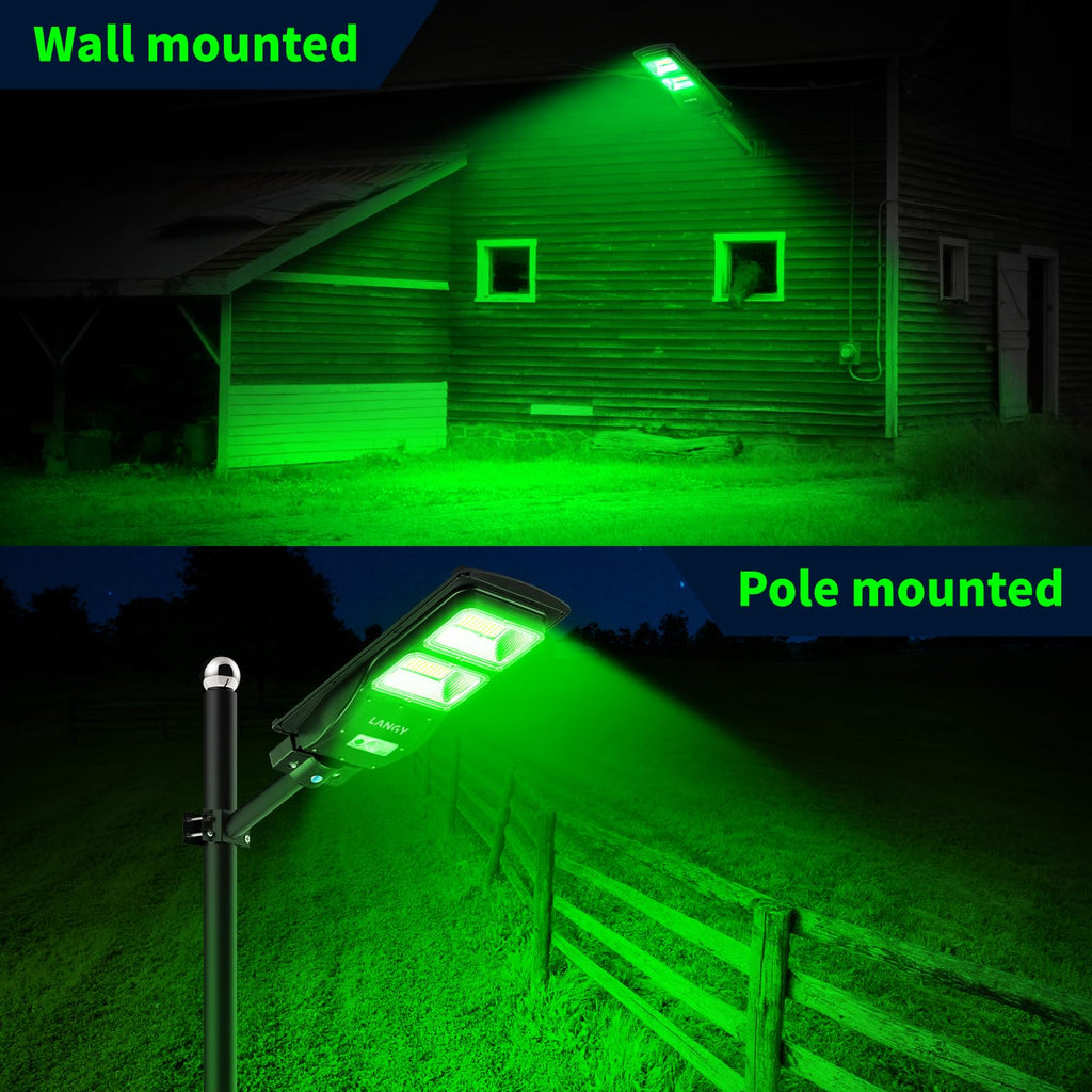 Langy Hog Lights, 12000Lm Solar Green Light For Hunting Hogs Deers Night Hunting Motion Activated Feeder Light With Remote,19 Br