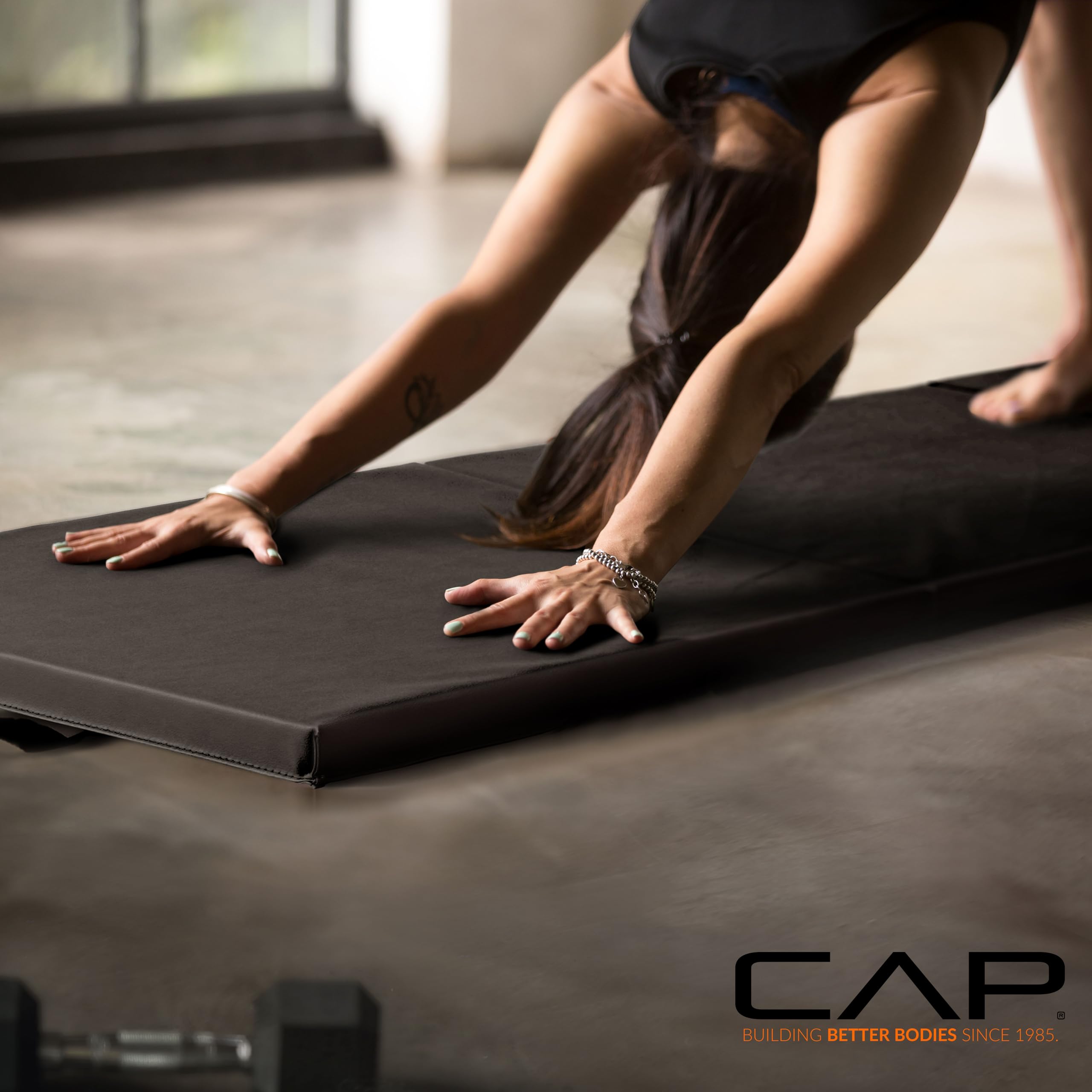 Cap Barbell Folding Exercise Mat - Durable, Anti-Tear, Thick Padding For Fitness, Aerobics, Gymnastics & Home Workouts. 10' X 4'