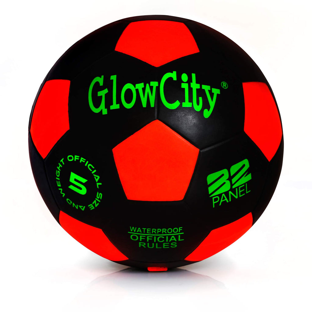 GlowCity Light Up LED Soccer Ball for Kids - Size 3, Black/Red