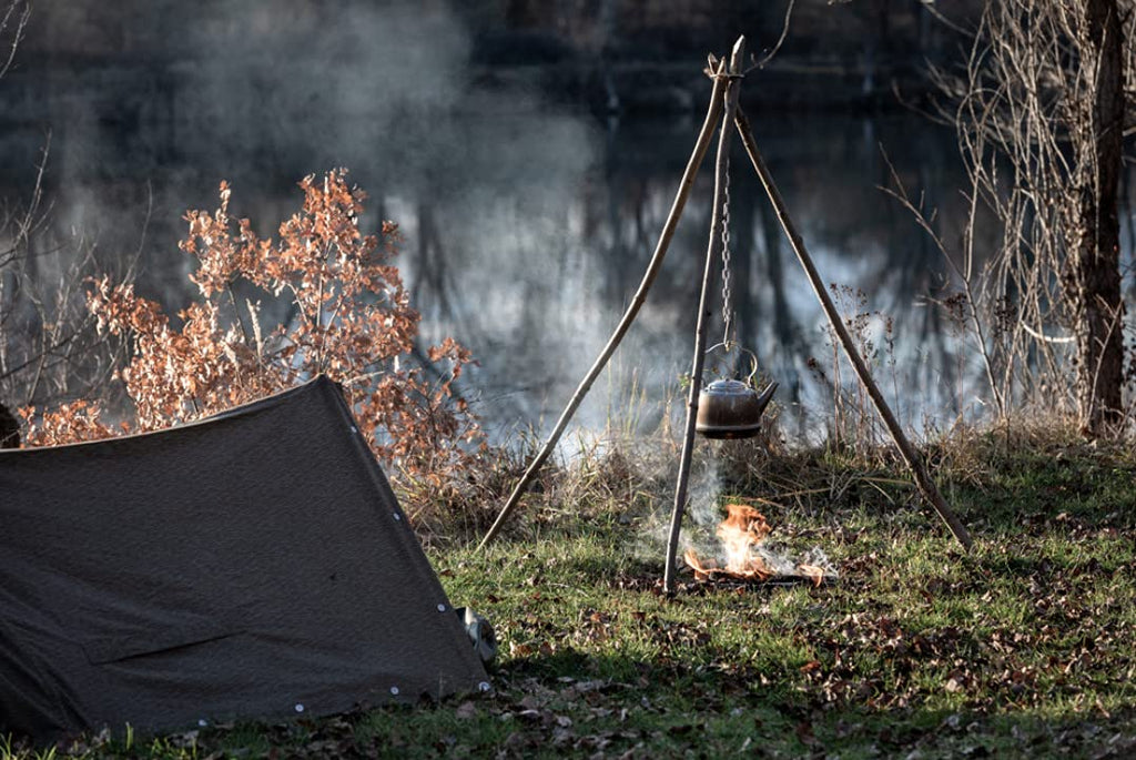 Pwpam Camping Tripod Board With Adjustable Chain For Suspending Pots Over Fire For Cooking By Turning Branches Into Campfire Tri