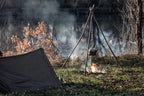 Pwpam Camping Tripod Board With Adjustable Chain For Suspending Pots Over Fire For Cooking By Turning Branches Into Campfire Tri
