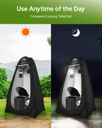 Camping Toilet With Pop-Up Privacy Tent And Liquid Waste Gel, Portable Toilet With Large Tent And Camping Lantern, Ergonomic Pot