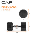 CAP Barbell 12-Sided Coated Dumbbell with Chrome Handle, Pair, 20 LB