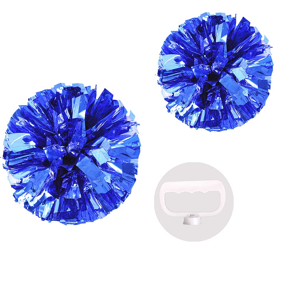 Puzine 2Pack 12'' Cheerleading Pom Poms With New Handle For Team Spirit Sports Dance Cheering Kids Adults(Blue)