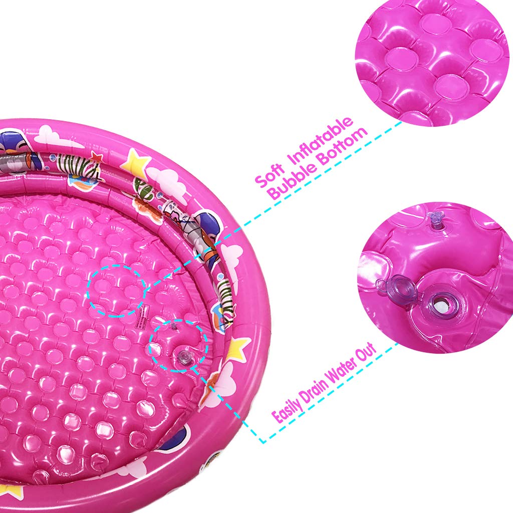 Big Summer 3 Rings Kiddie Pool, 48   X12   , Kids Swimming Pool, Inflatable Baby Ball Pit Pool, Small Infant Pool (Pink)