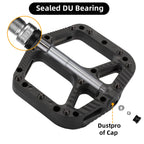 Rock Bros Mountain Bike Pedals Nylon Composite Bearing 9/16'' Mtb Bicycle Pedals With Wide Flat Platform Black