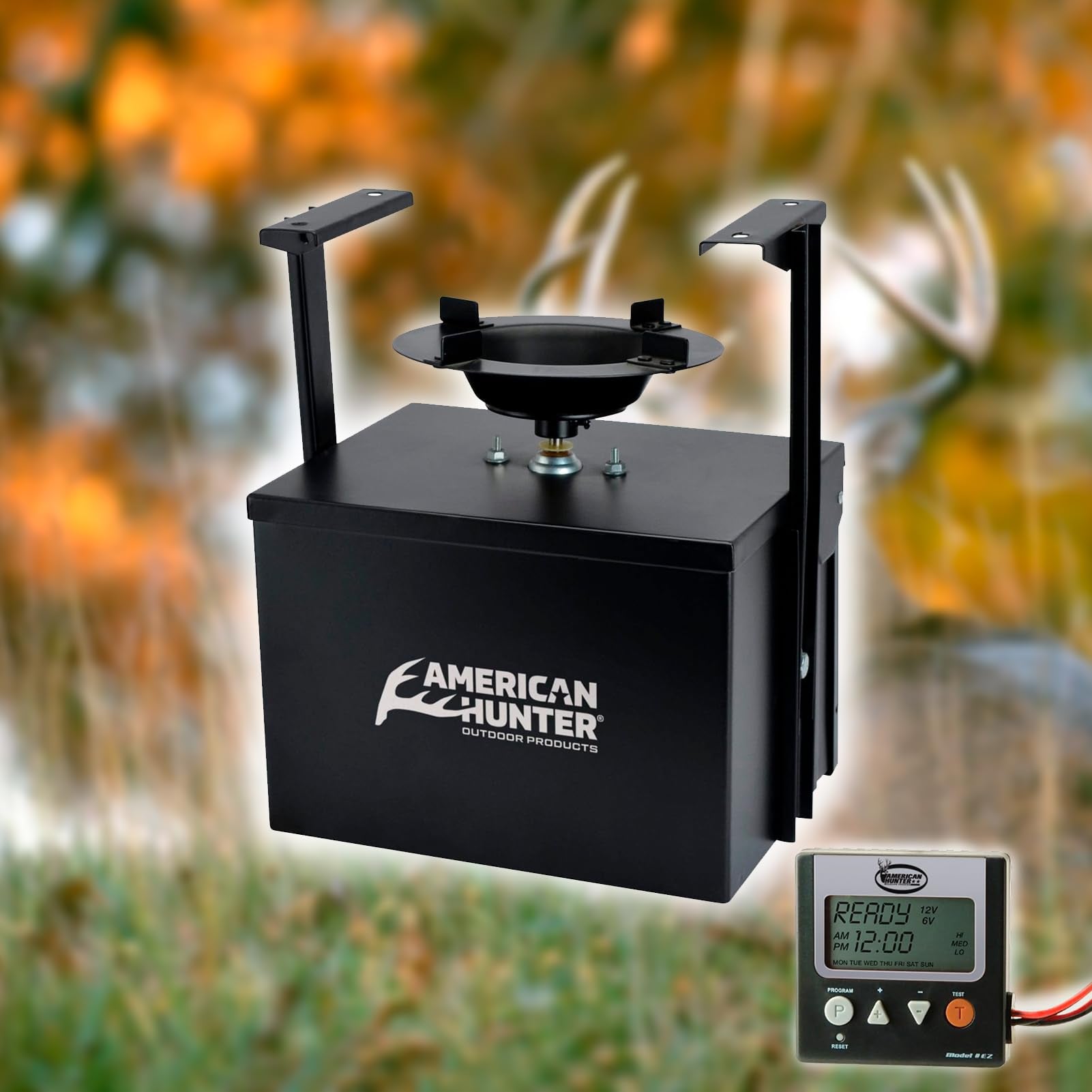 American Hunter Digital Spin Kit Durable Metal Easy-Setup Deer Wild Game Hunting Attraction Automatic Feeder & Timer, Adjustable