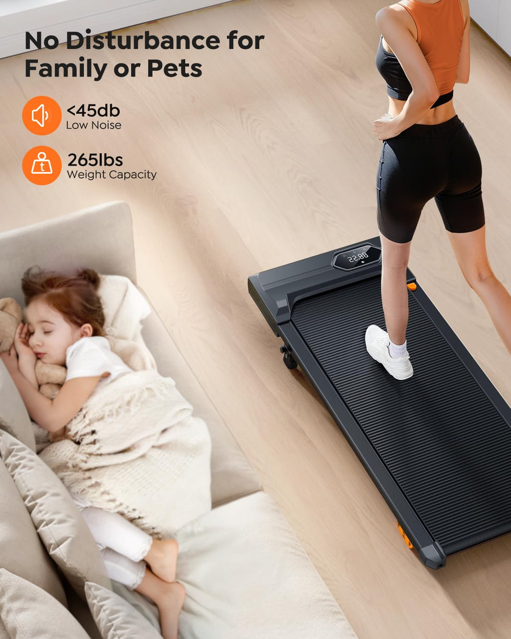 Acezoe Under Desk Treadmill with Incline, Walking Pad for Home Office, 10% Elevation, 285lbs Capacity, Compact Portable Treadmil