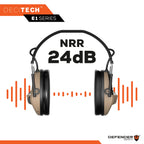 Defender Safety Decitech E1 Electronic Active Hearing Protection, Shooting, Range, Hunting, Tactical Earmuffs, 24 Nnr Rated. (Ta