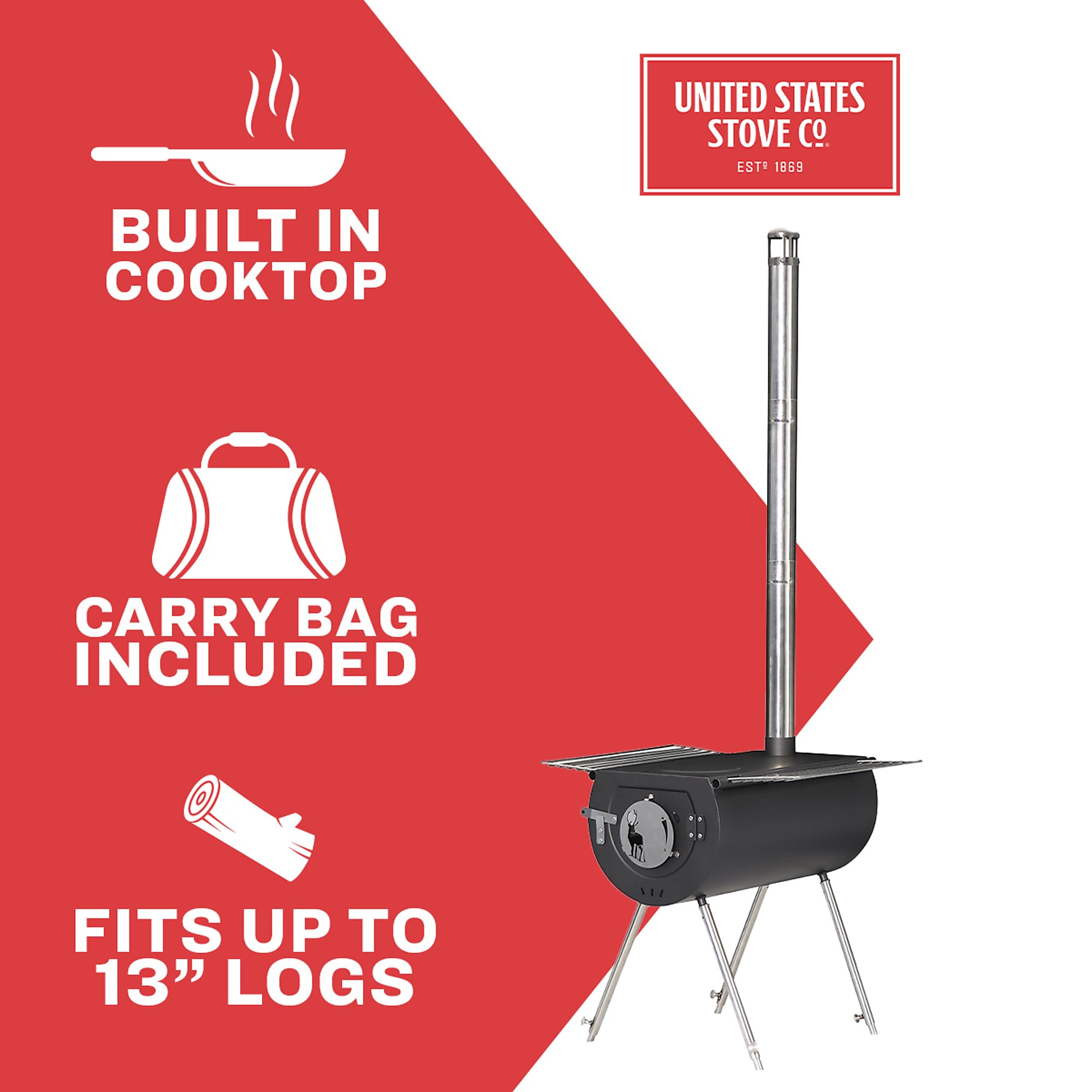 Us Stove Ccs14 Caribou Backpacker Portable Camp Stove - 14 Inch, Black, Small