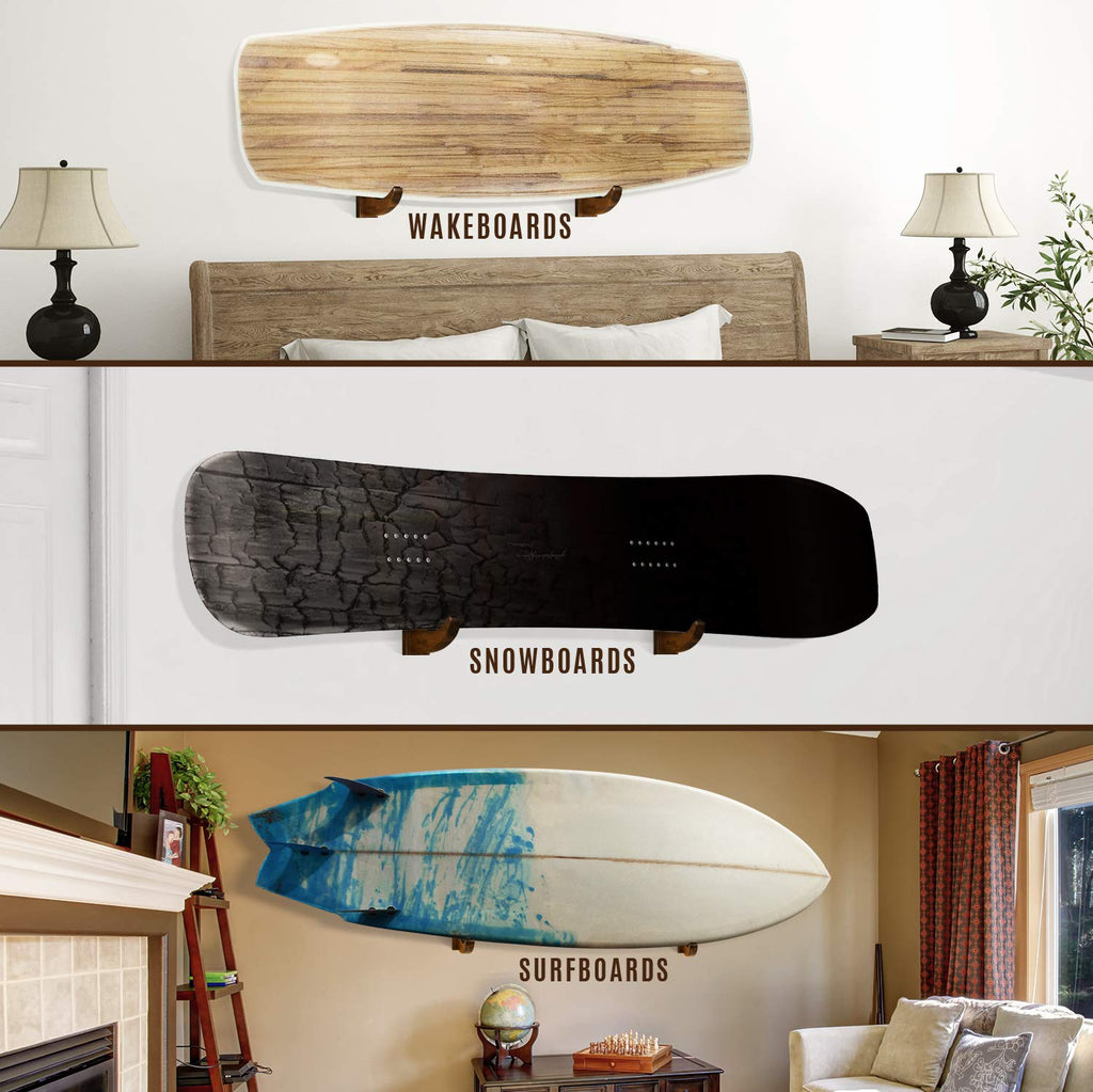 Yes4All Wooden Surfboard Wall Mount, Surfboard Holder/Paddle Board Wall Mount, Paddle Board Wall Rack For Storage, Display And D
