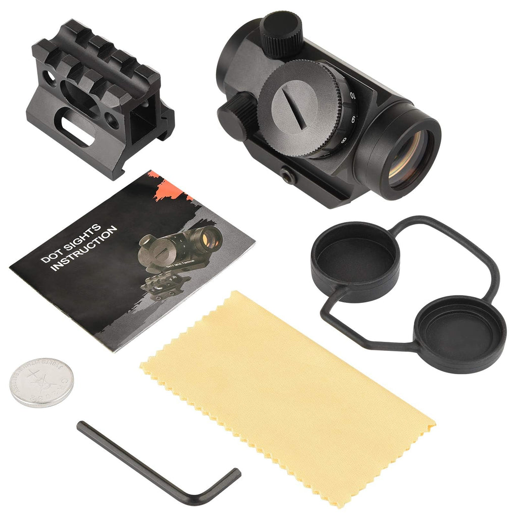 MidTen 2MOA Red Dot Sight, 1x25mm Reflex Sight Waterproof & Shockproof & Fog-Proof Red Dot Scope with 1 inch Riser Mount, Black