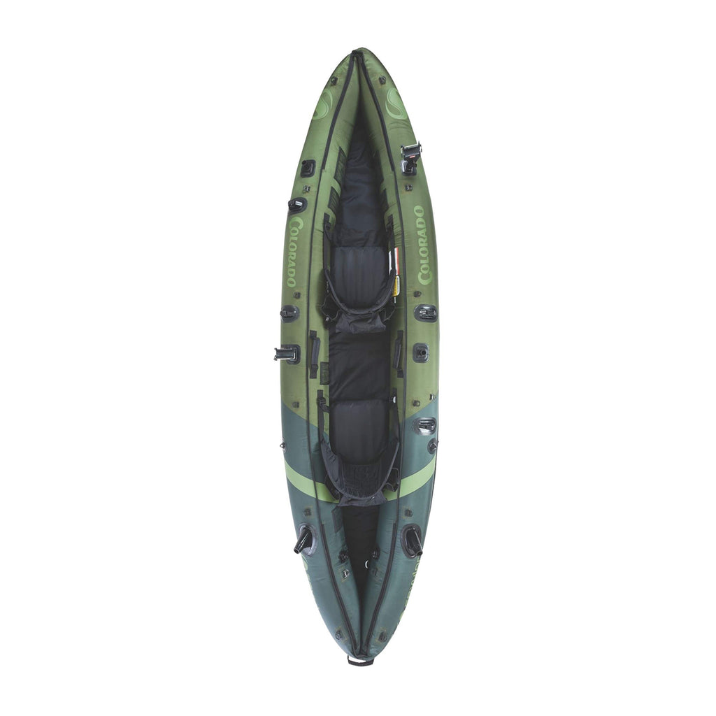 Sevylor Colorado 2-Person Inflatable Fishing Kayak With Paddle & Rod Holders, Adjustable Seats, & Carry Handle; Kayak Can Fit Tr