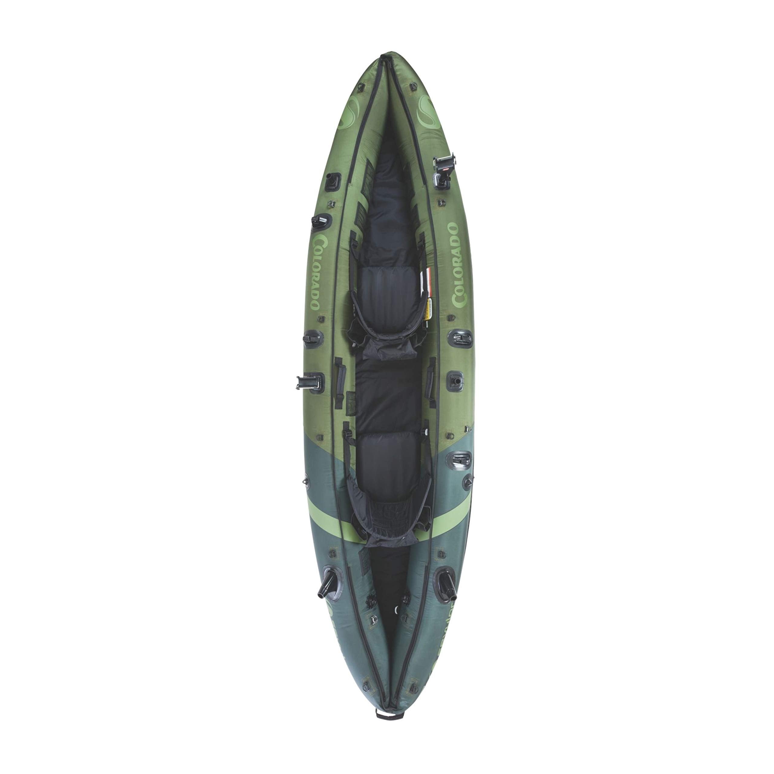 Sevylor Colorado 2-Person Inflatable Fishing Kayak With Paddle & Rod Holders, Adjustable Seats, & Carry Handle; Kayak Can Fit Tr