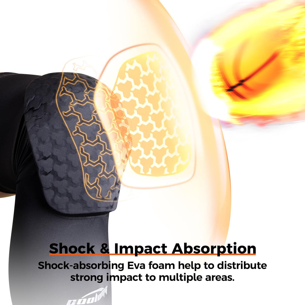 Coolomg Basketball Knee Pads Compression Leg Sleeves For Volleyball Football Weightlifting Black M