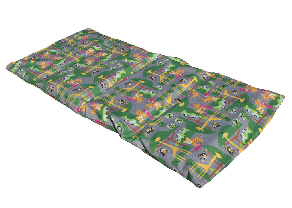 Kindermat 1.5'' Thick + Pbs Kids Kinderbundle - Washable Cover, Special Edition - Safari Party - Regular, Sheet Is 47'' X 22'',