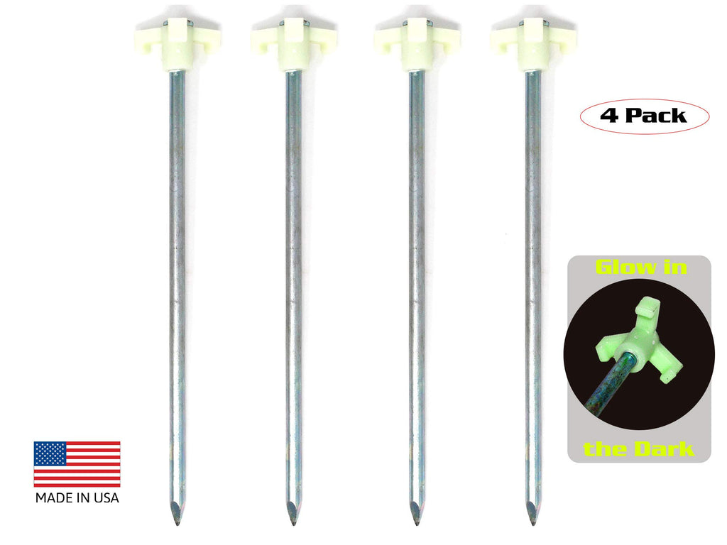 Tricc Unbreakable Heavy Duty Steel Tent/Canopy Stakes, Galvanized Non-Rust 10'' Three Pegged Solid, Sturdy Stakes For Outdoor Tr